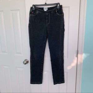 Pajama jeans size small straight‎ leg dark gray blue color drawstring cozy lined